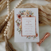 Fall Blooms Rose Foil Wedding Invitation Card A200 Einladung