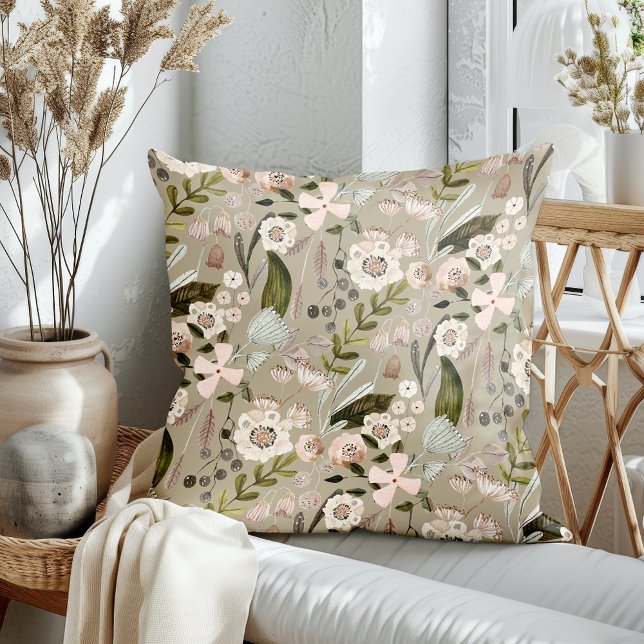 Fall Blooms Vanilla Taupe Kopfkissen Kissen (Von Creator hochgeladen)