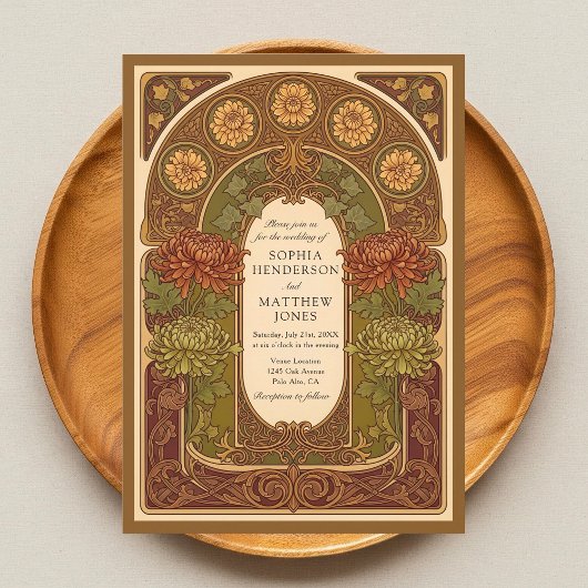 Fall Blossom Art Nouveau Hochzeit Einladung