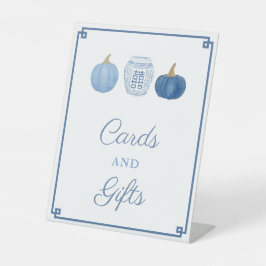 Fall Blue and White Pumpkins Karten Geschenke Dusc Sockelschild