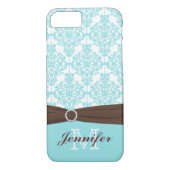Fall Blue, Brown, White Damask iPhone 7 Case-Mate iPhone Hülle (Rückseite)