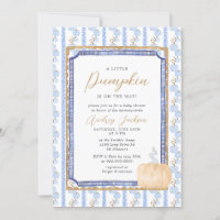 Fall Blue Chinoiserie Blue Pumpkin Baby Dusche Inv