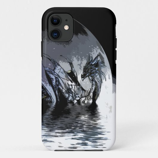 Fall Blue Dragon und Moon Illustration iPhone Case-Mate iPhone Hülle (Rückseite)