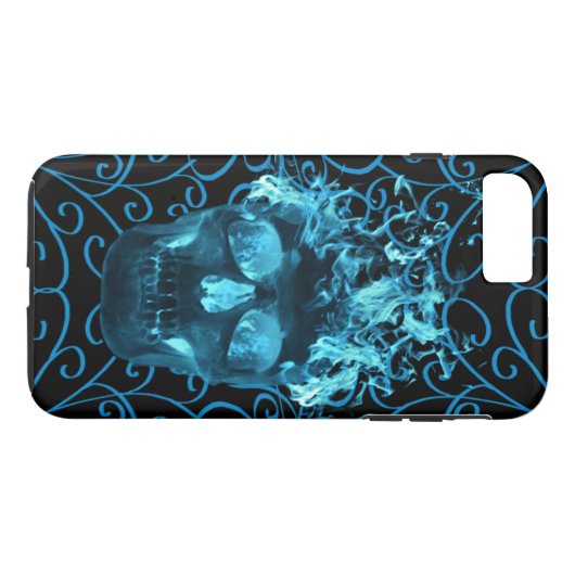 Fall Blue Fire Skull iPhone 7 Case-Mate iPhone Hülle (Rückseite (Horizontal))