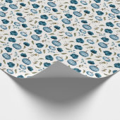 Fall Blue Floral Pumpkin Muster Geschenkpapier (Ecke)