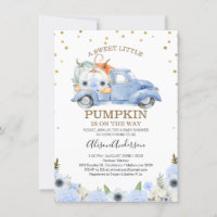 Fall Blue Floral Pumpkin Truck Baby Dusche