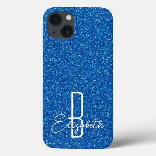 Fall Blue Glitzer Monogram Case-Mate iPhone Hülle (Rückseite)