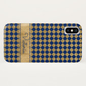 Fall Blue, Gold Quatrefolie Case-Mate iPhone X Hülle (Rückseite (Horizontal))