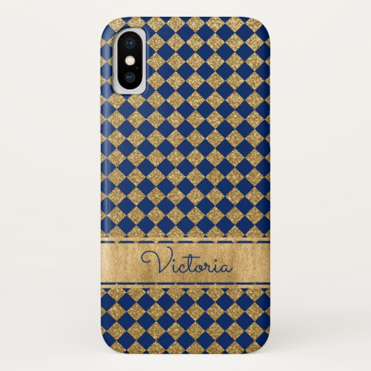Fall Blue, Gold Quatrefolie Case-Mate iPhone X Hülle (Rückseite)