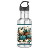 Fall Blue Green Pumpkin Design Edelstahlflasche (Vorderseite)