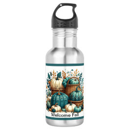 Fall Blue Green Pumpkin Design Edelstahlflasche
