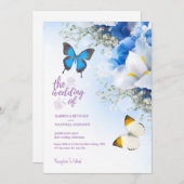 Fall Blue Nature Butterfly Hydrangea Wedding Einladung (Vorne/Hinten)