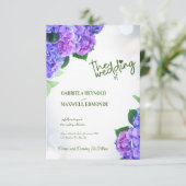 Fall Blue Nature Lila Hydrangea Wedding Einladung (Stehend Vorderseite)