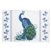 Fall Blue Peacock und Blätter Pillow Case Kissenbezug (Rückseite)