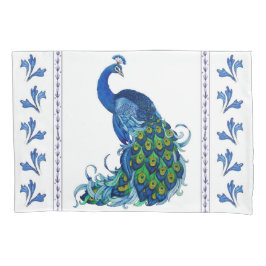 Fall Blue Peacock und Blätter Pillow Case Kissenbezug