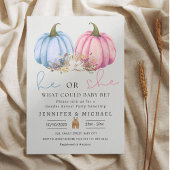 Fall Blue Pink Pumpkin Gender Reveal Party Einladung