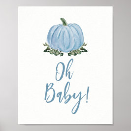 Fall Blue Pumpkin Baby Dusche Oh Baby Schild