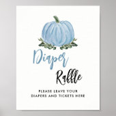 Fall Blue Pumpkin Baby Duschkabine Windeln Raffle Poster (Vorne)