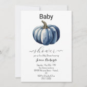 Fall Blue Pumpkin Boy Baby Dusche Einladung (Vorderseite)