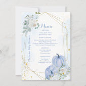 Fall Blue Pumpkin Boy Baby Dusche Party Menu Card Einladung (Vorderseite)