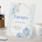 Fall Blue Pumpkin Boy Baby Duschfavoriten Zeichen Sockelschild (In Situ)