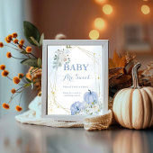 Fall Blue Pumpkin Boy Babydusche Gefälligkeitszeic Poster