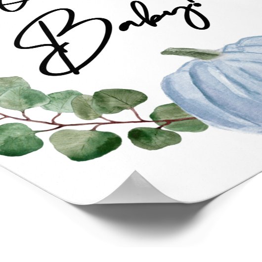 Fall Blue Pumpkin Boy Babydusche Oh Baby Poster (Ecke)