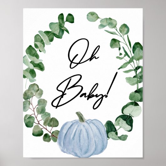 Fall Blue Pumpkin Boy Babydusche Oh Baby Poster (Vorne)