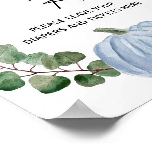 Fall Blue Pumpkin Boy Babydusche Windelwanne Raffe Poster (Ecke)