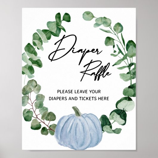 Fall Blue Pumpkin Boy Babydusche Windelwanne Raffe Poster (Vorne)