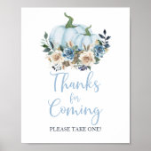 Fall Blue Pumpkin Boy Dusche Danke für das Kommen Poster (Vorne)