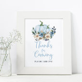 Fall Blue Pumpkin Boy Dusche Danke für das Kommen Poster