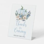 Fall Blue Pumpkin Boy Dusche Danke für das Kommen Sockelschild (Vorderseite)