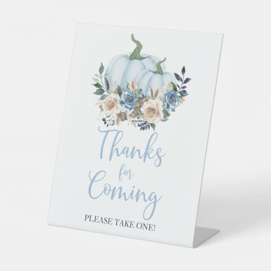 Fall Blue Pumpkin Boy Dusche Danke für das Kommen Sockelschild (Vorderseite)