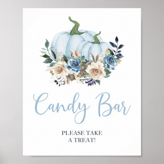 Fall Blue Pumpkin Boy Shower Candy Bar Poster (Vorne)
