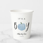 Fall Blue Pumpkin Es ist eine Baby-Dusche Pappbecher (Rückseite)