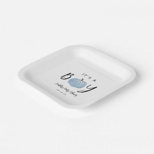 Fall Blue Pumpkin Es ist eine Baby-Dusche Pappteller (Gewinkelt)