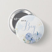Fall Blue Pumpkin Floral Boy Baby Dusche Button (Vorne & Hinten)