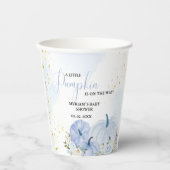 Fall Blue Pumpkin Floral Boy Baby Dusche Pappbecher (Vorderseite)