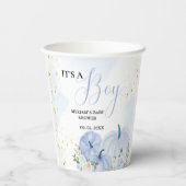 Fall Blue Pumpkin Floral Boy Baby Dusche Pappbecher (Rückseite)