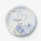 Fall Blue Pumpkin Floral Boy Baby Dusche Pappteller (Vorderseite)