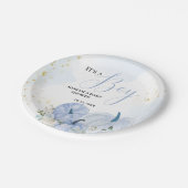 Fall Blue Pumpkin Floral Boy Baby Dusche Pappteller (Schrägansicht)