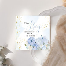 Fall Blue Pumpkin Floral Boy Baby Dusche