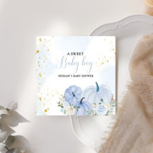 Fall Blue Pumpkin Floral Boy Baby Dusche