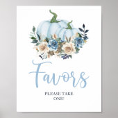 Fall Blue Pumpkin Floral Boy Duwer Favoriten Poster (Vorne)