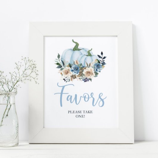 Fall Blue Pumpkin Floral Boy Duwer Favoriten Poster