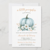 Fall Blue Pumpkin Floral Eucalyptus Baby Dusche Einladung (Vorderseite)