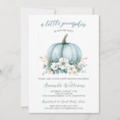 Fall Blue Pumpkin Floral Eucalyptus Baby Dusche Einladung (Vorderseite)