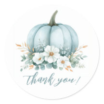 Fall Blue Pumpkin Floral Eucalyptus Baby Dusche