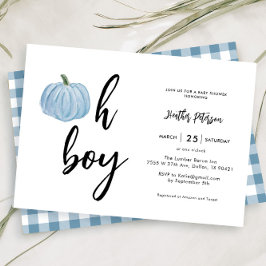Fall Blue Pumpkin Oh Boy Baby Dusche Einladung